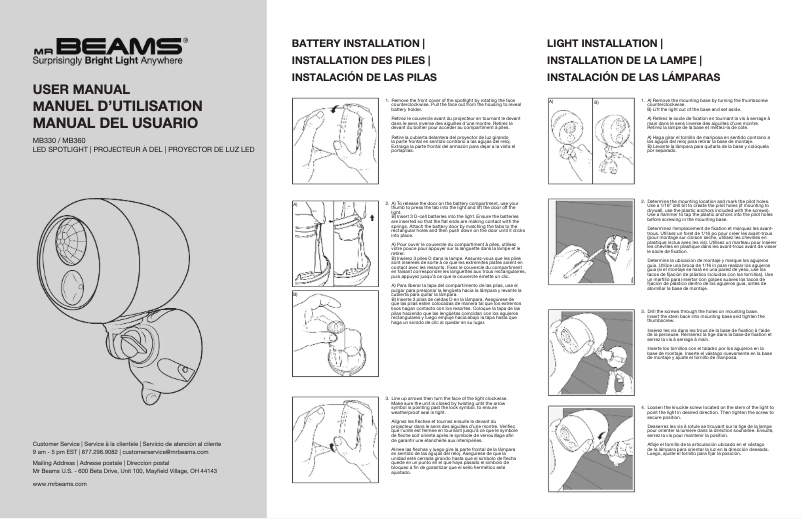 Page n°1 - Manuel utilisateur Mr. Beams MB330
