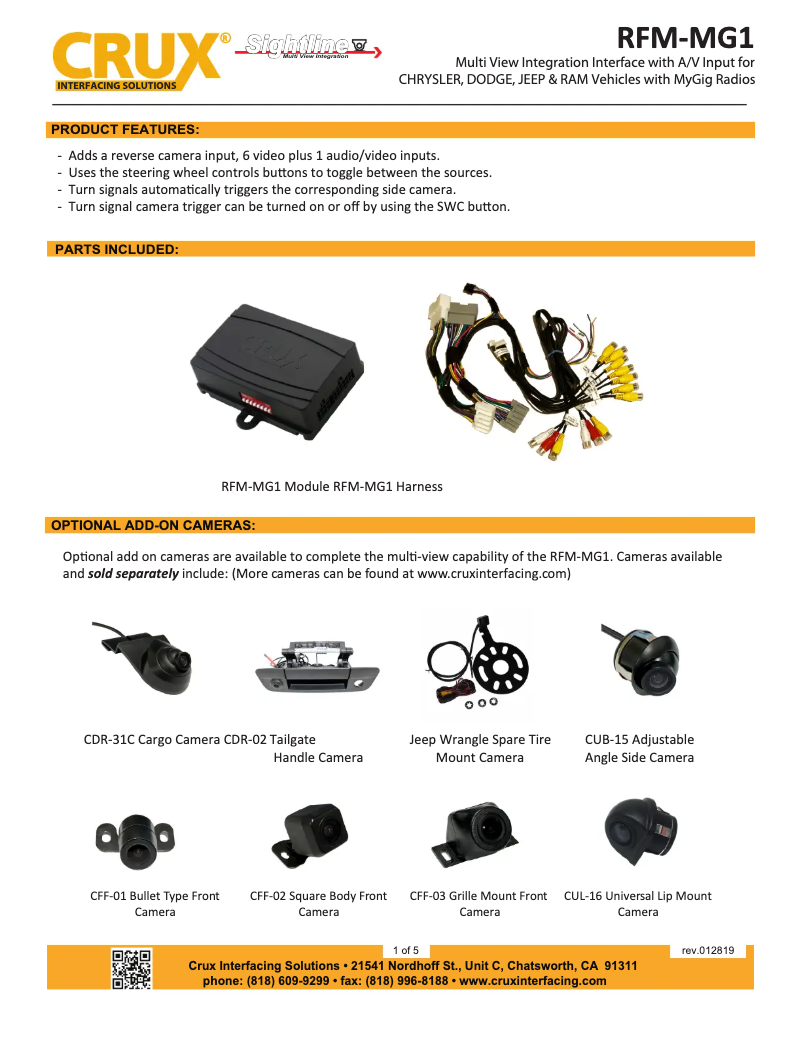 Page n°1 - Manuel utilisateur CRUX RFM-MG1