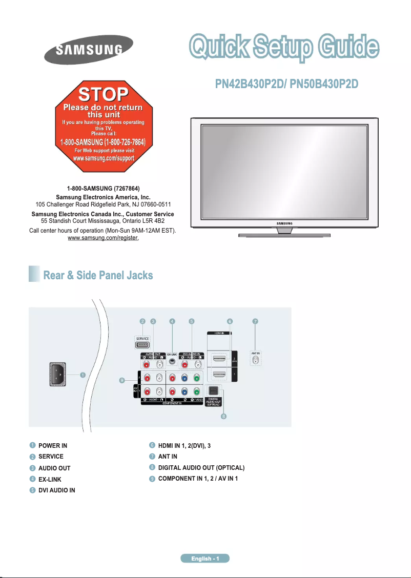 Image de la première page du manuel de l'appareil PS42B430P2