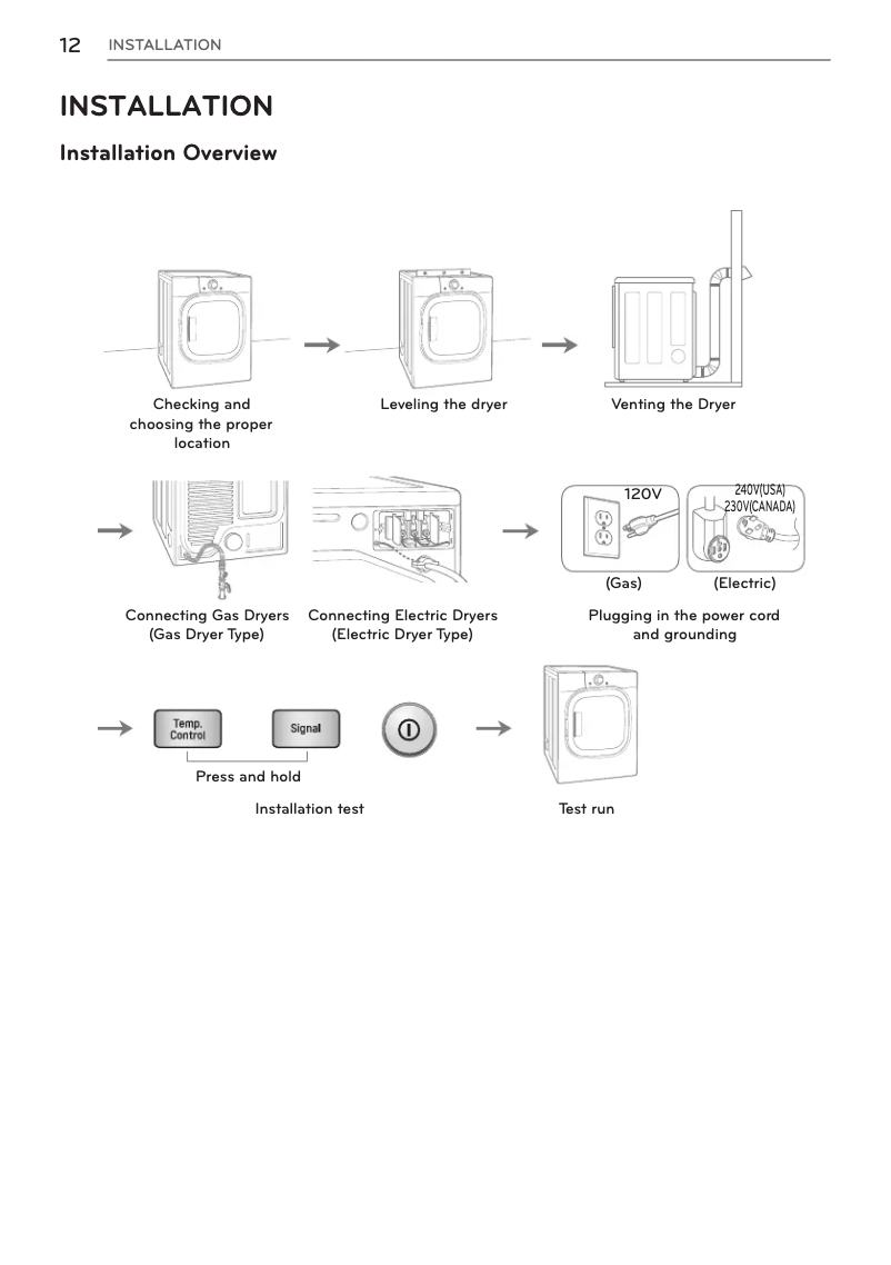 Page n°1 - Guide d'installation LG TrueSteam DLGX4371