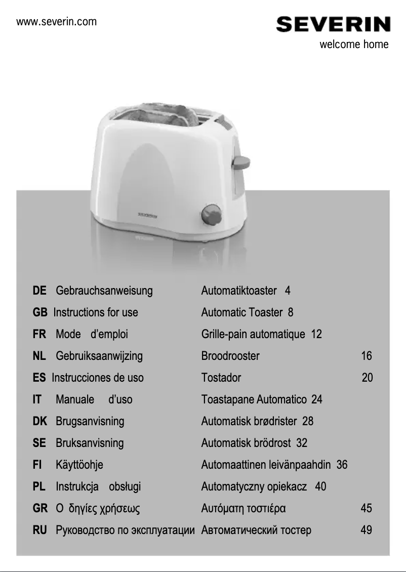 Page n°1 - Manuel utilisateur Severin AT 2584