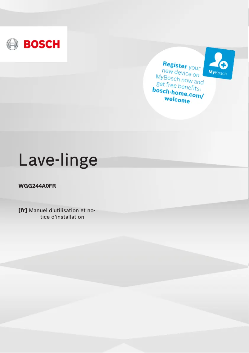 Page n°1 - Manuel utilisateur Bosch WGG244A0FR