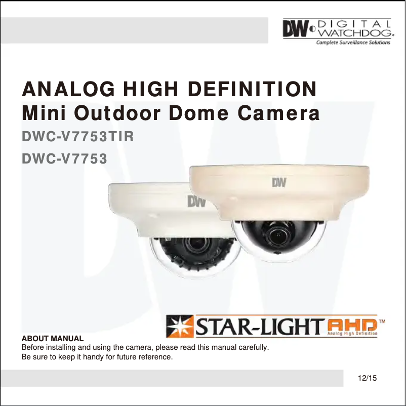Page 1 de la notice Manuel utilisateur Digital Watchdog STAR-LIGHT AHD DWC-V7753