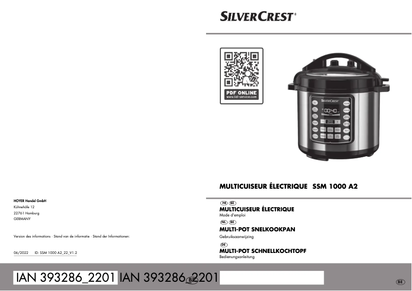 Page 1 de la notice Manuel utilisateur SilverCrest SSM 1000 A2