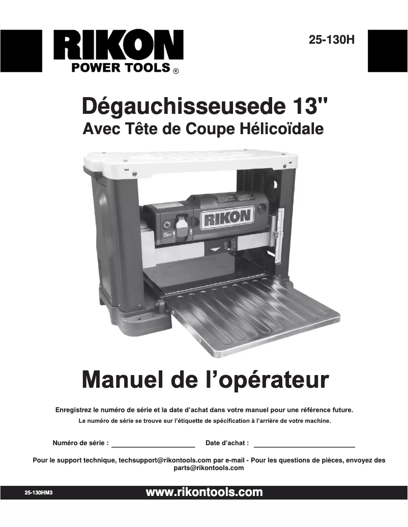 Page n°1 - Manuel utilisateur RIKON 25-130H