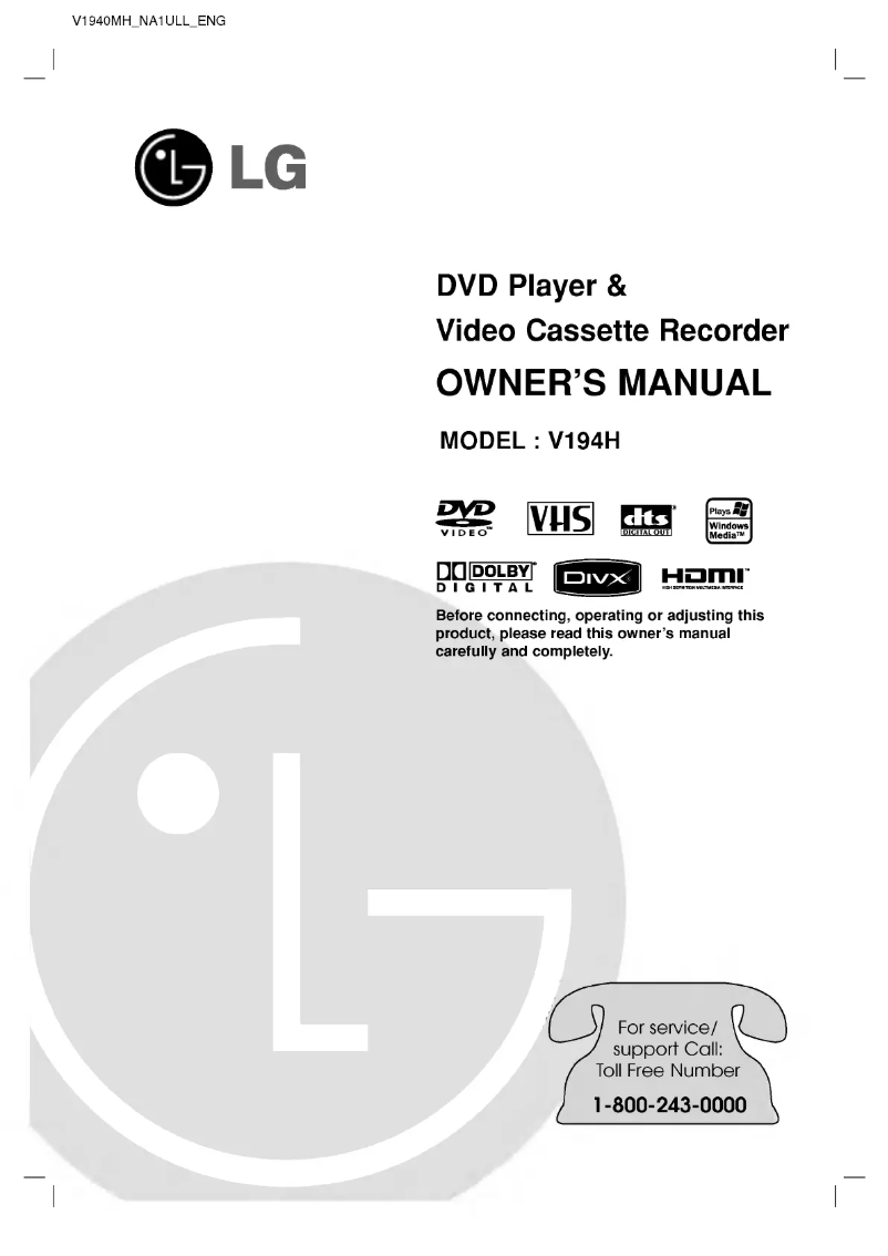 Page 1 de la notice Manuel utilisateur LG V194H