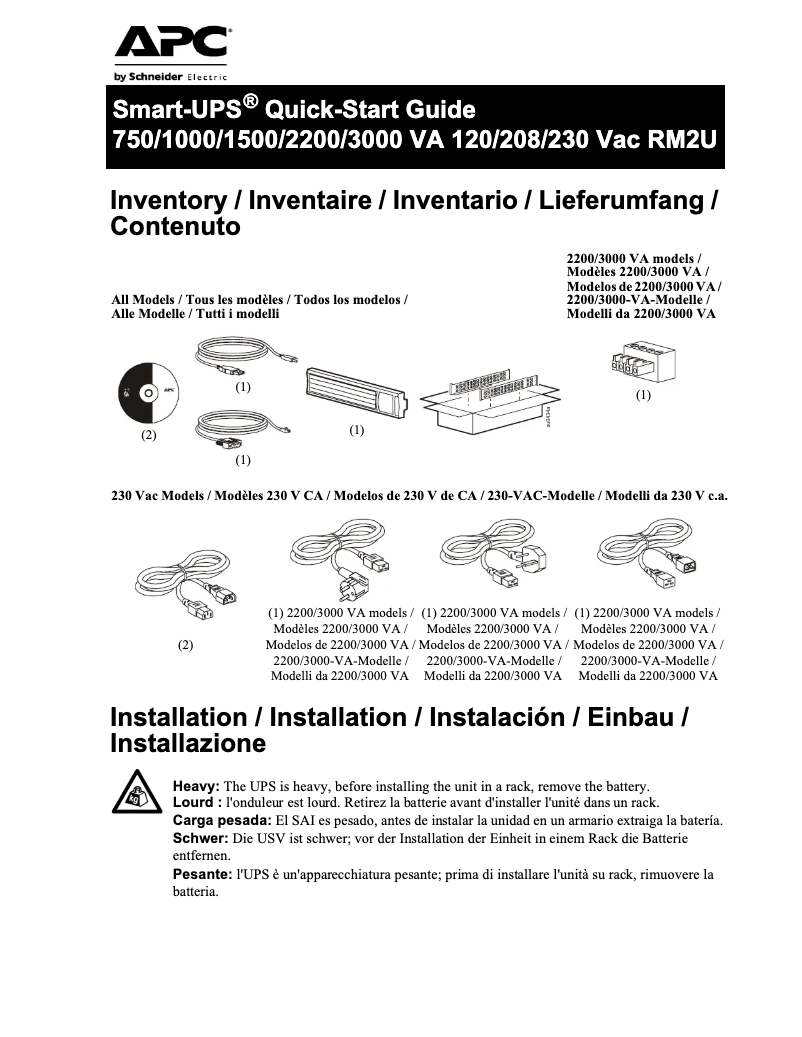 Page n°1 - Manuel utilisateur APC SMT1000RMI2U