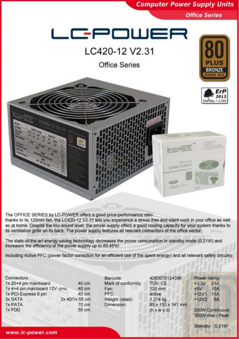 Page n°1 - Manuel utilisateur LC-Power LC420-12 V2.31