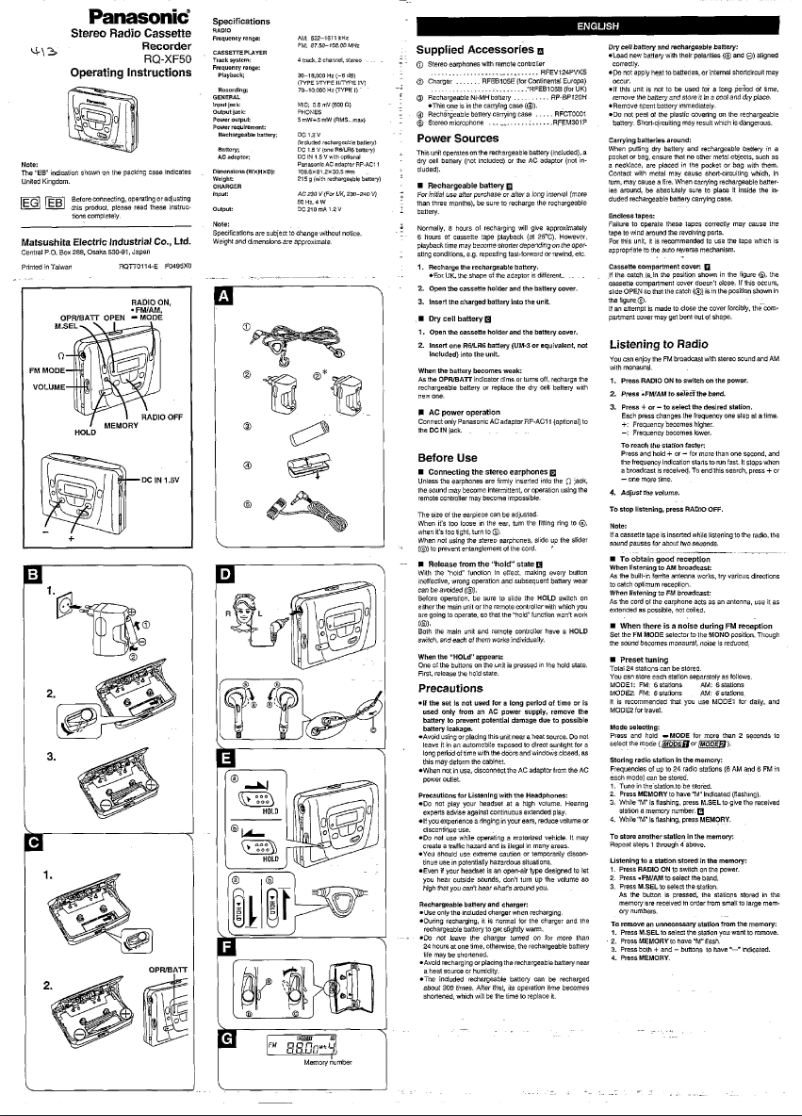 Página 1 del manual Manual de usuario Panasonic RQ-XF50