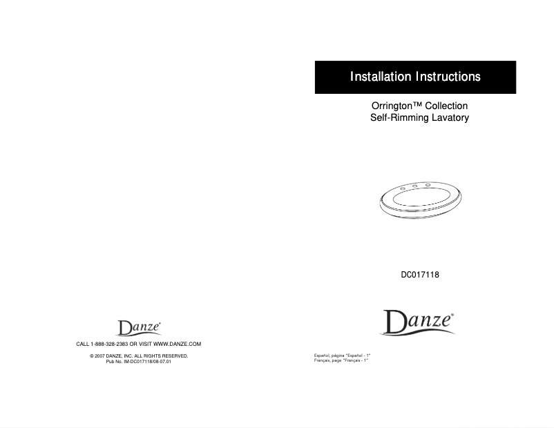 Page n°1 - Guide d'installation Danze DC017118WH