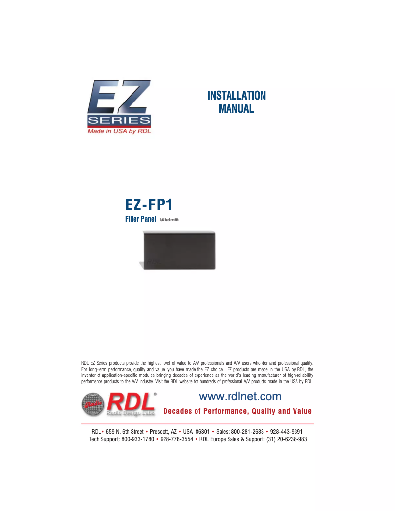 Page 1 de la notice Manuel utilisateur RDL EZ-FP1