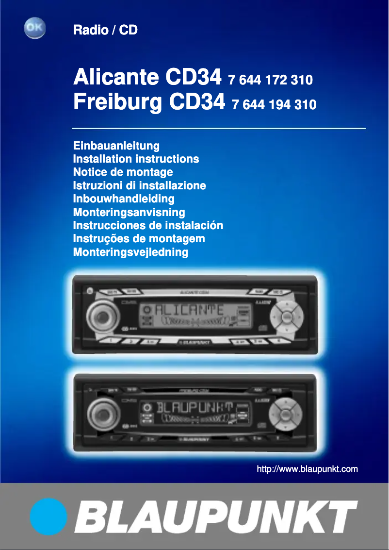 Page 1 de la notice Manuel utilisateur Blaupunkt Alicante CD34