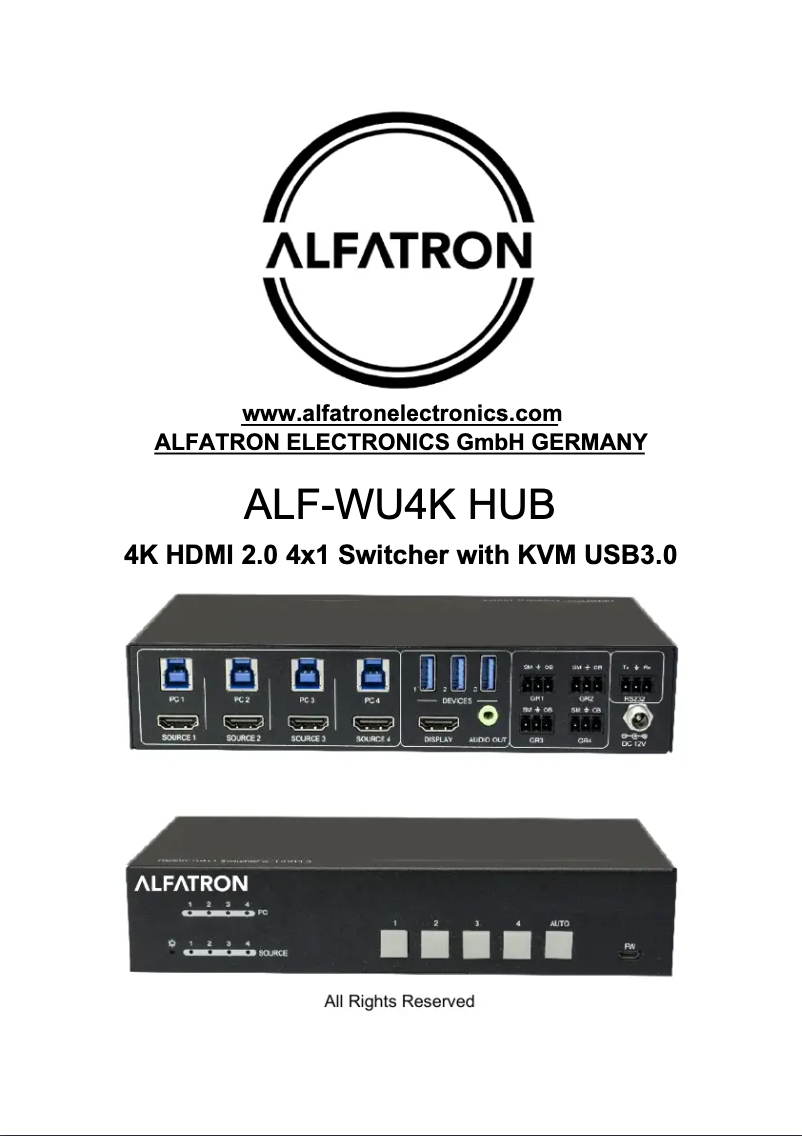 Page n°1 - Manuel utilisateur Alfatron ALF-WU4K HUB