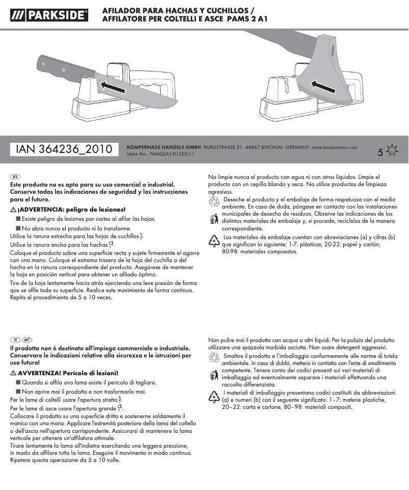 Image de la première page du manuel de l'appareil PAMS 2 A1