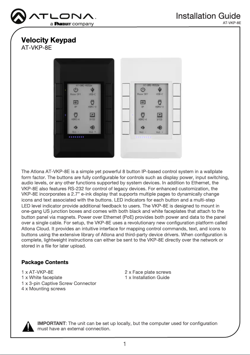 Image de la première page du manuel de l'appareil AT-VKP-8E