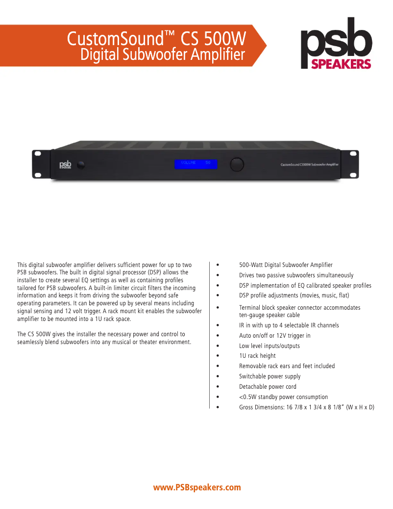 First page image of the manual for CS500W