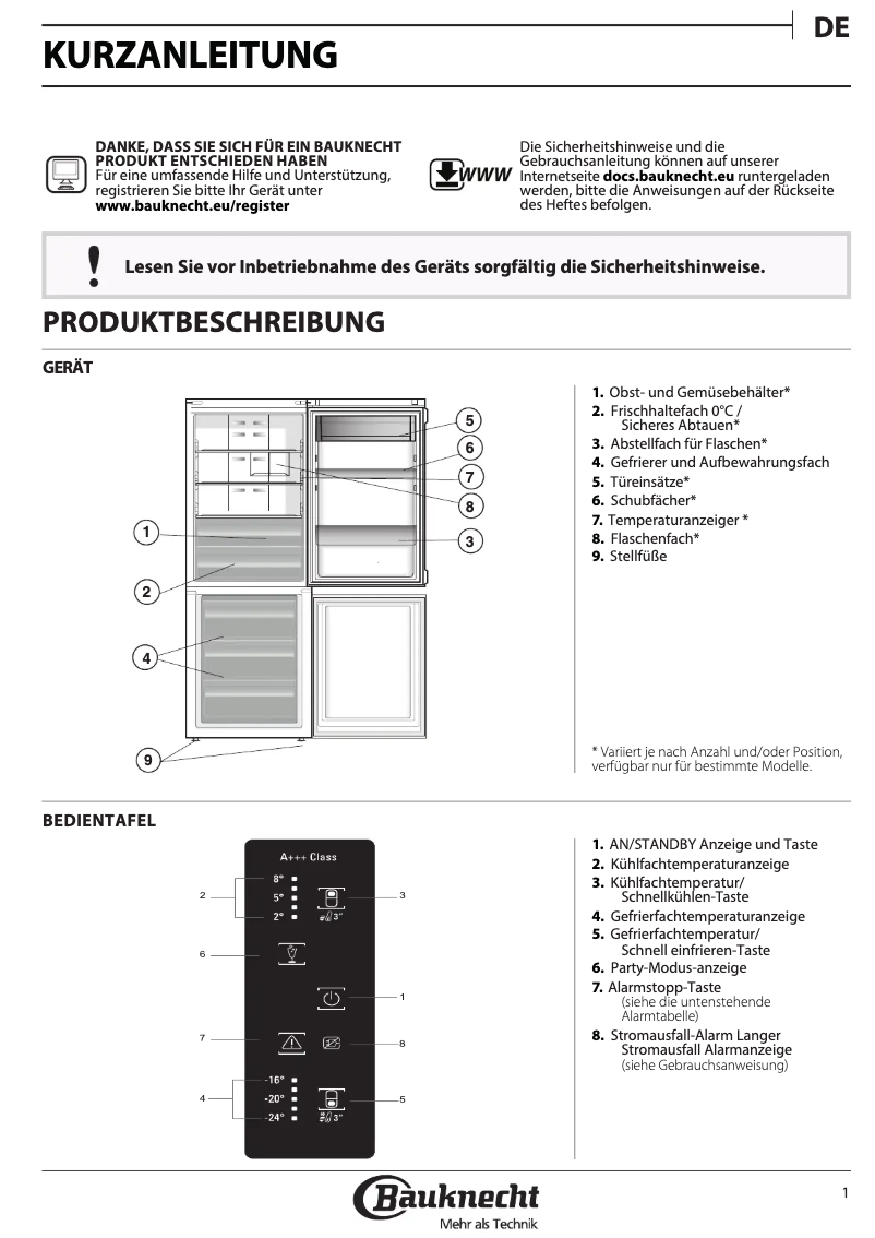 Page n°1 - Manuel utilisateur Bauknecht KGNXL 19 A3+ IN