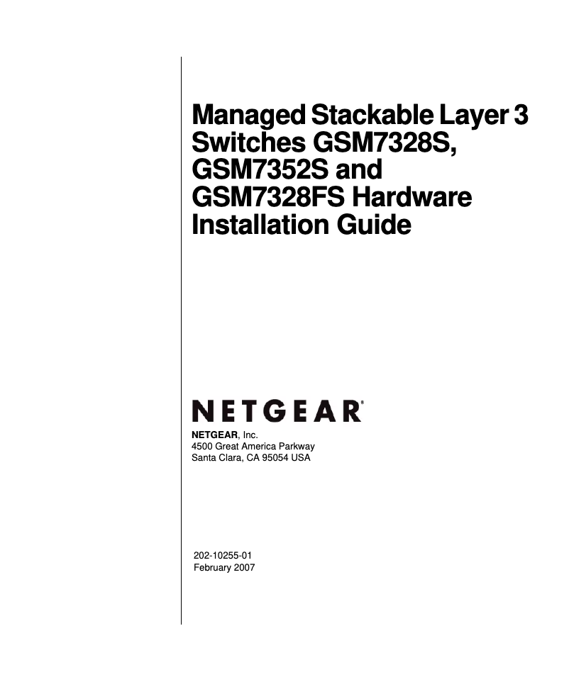 Page n°1 - Guide d'installation Netgear GSM7328FS
