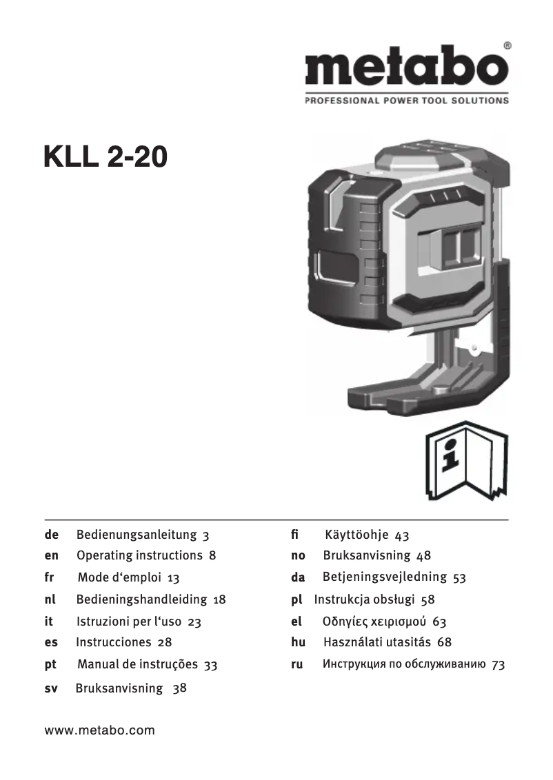 Page 1 de la notice Mode d'emploi Metabo KLL 2-20