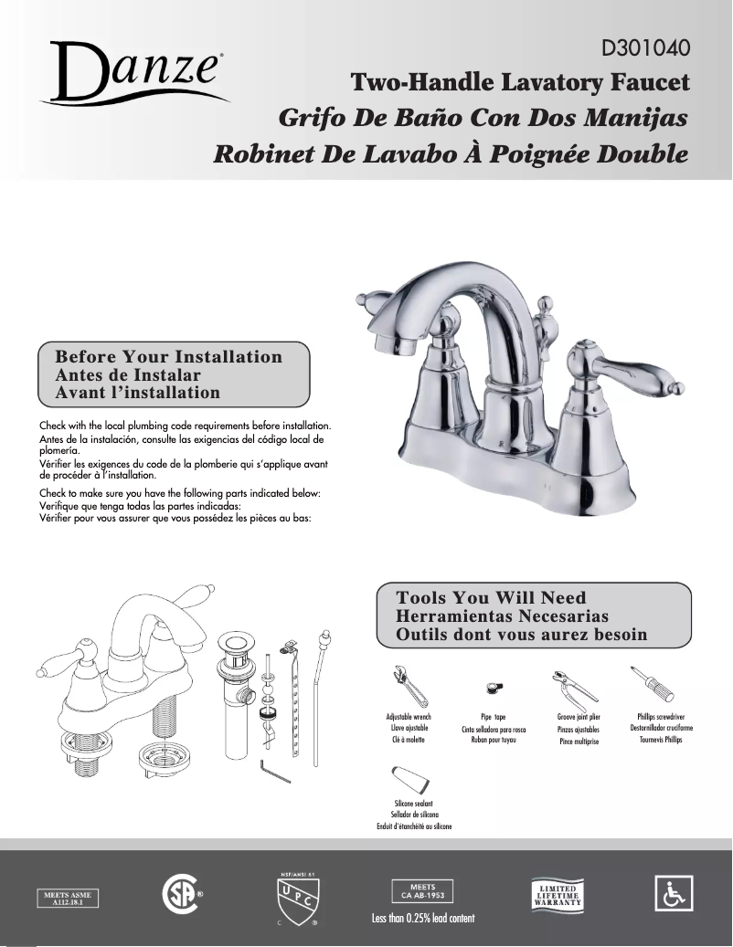 Page n°1 - Manuel utilisateur Danze D301040