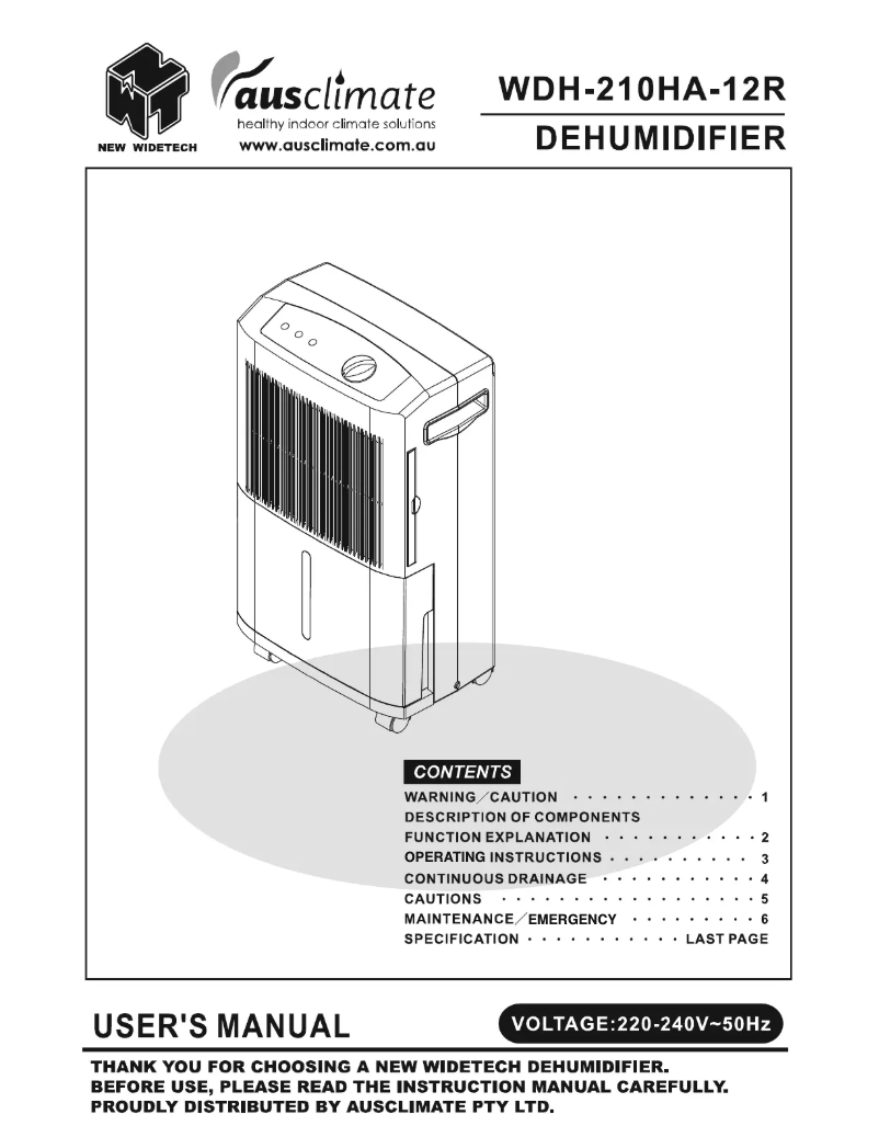 Page 1 de la notice Manuel utilisateur Ausclimate WDH-210HA