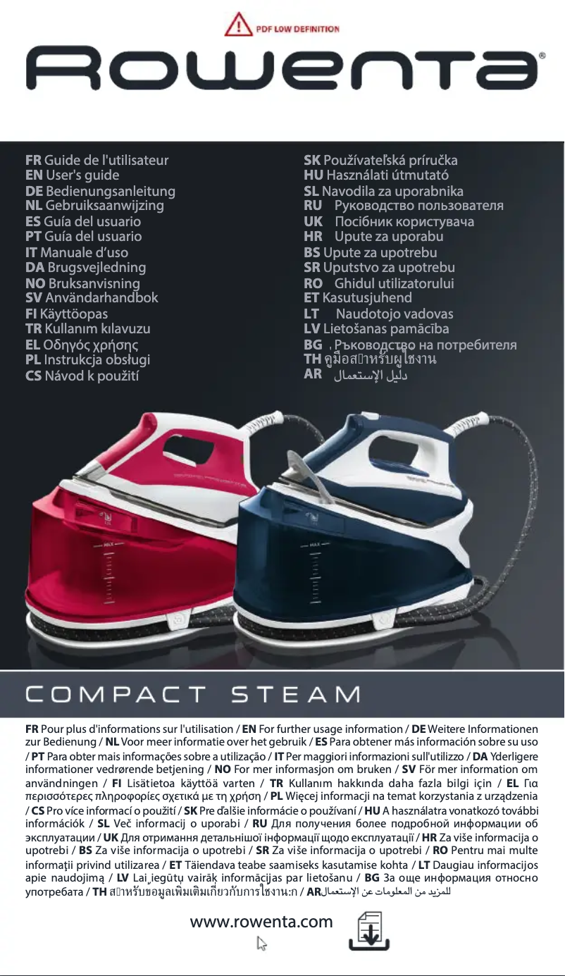 Page 1 de la notice Manuel utilisateur Rowenta DG7550F0