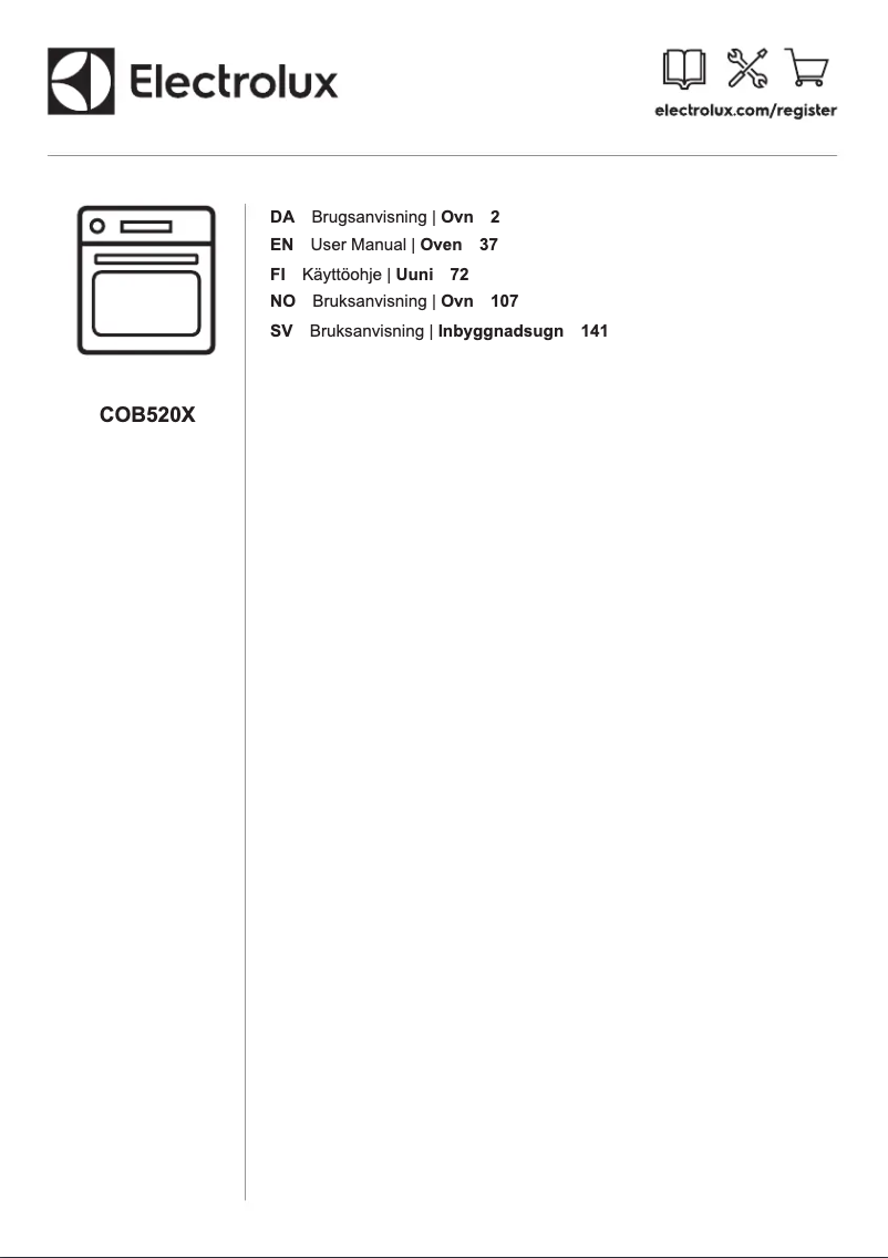 Page 1 de la notice Manuel utilisateur Electrolux COB520X