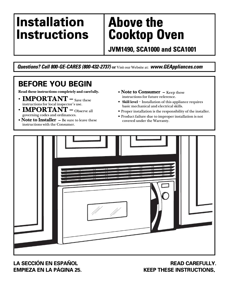 Page 1 de la notice Guide d'installation GE SCA1000DCC