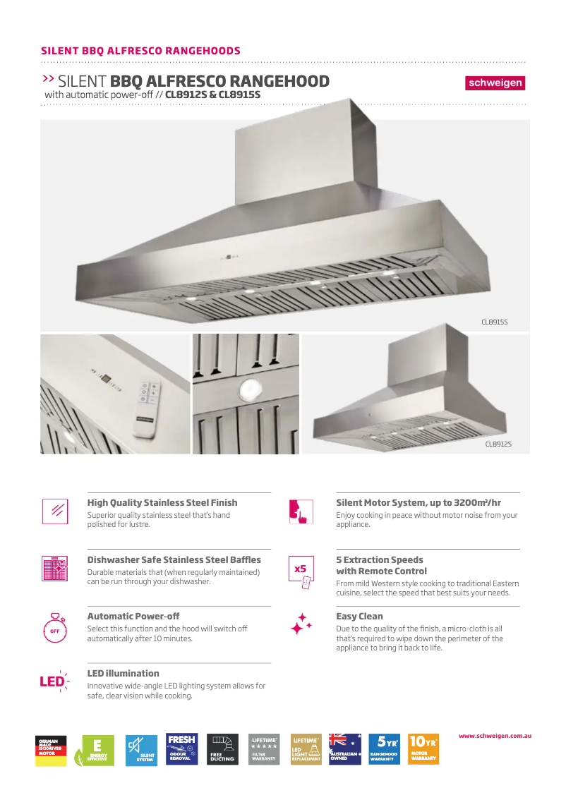 Page 1 de la notice Fiche technique Schweigen CL8912S
