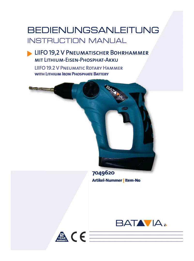 Page 1 de la notice Manuel utilisateur Bavaria LIIFO 19.2 V