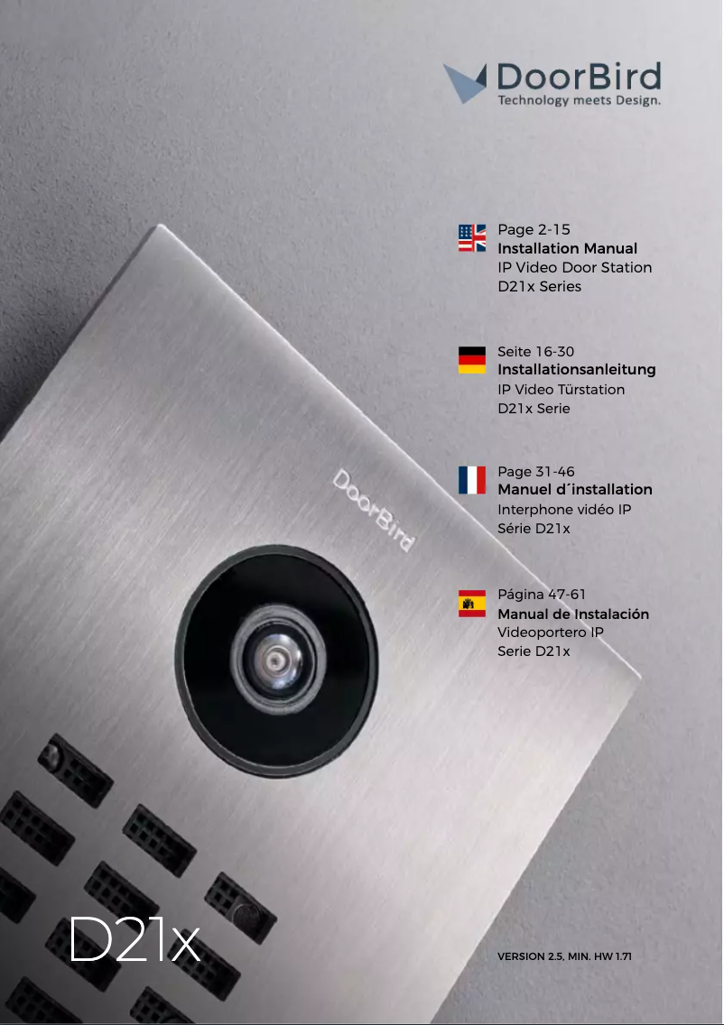 Page 1 de la notice Manuel utilisateur DoorBird D2101KV