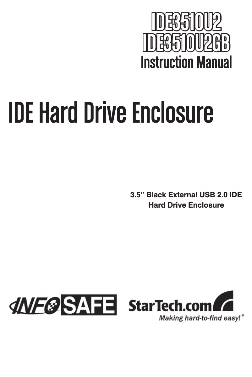 Page n°1 - Manuel utilisateur StarTech.com IDE3510U2GB