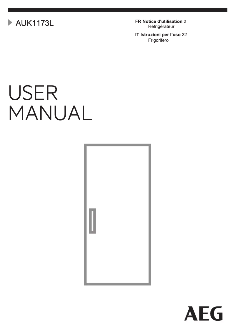 Page n°1 - Manuel utilisateur AEG AUK1173L