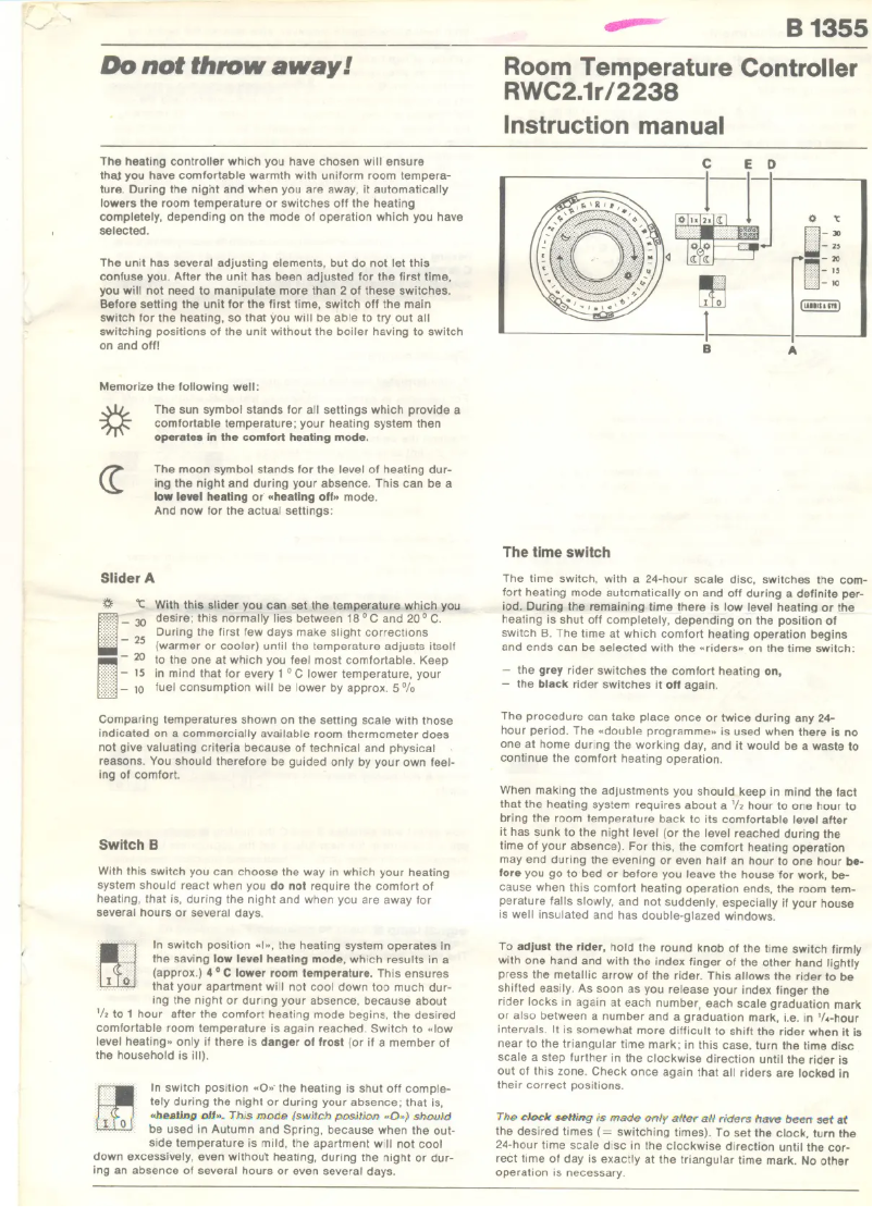 Page 1 de la notice Manuel utilisateur Siemens RWC2.1R