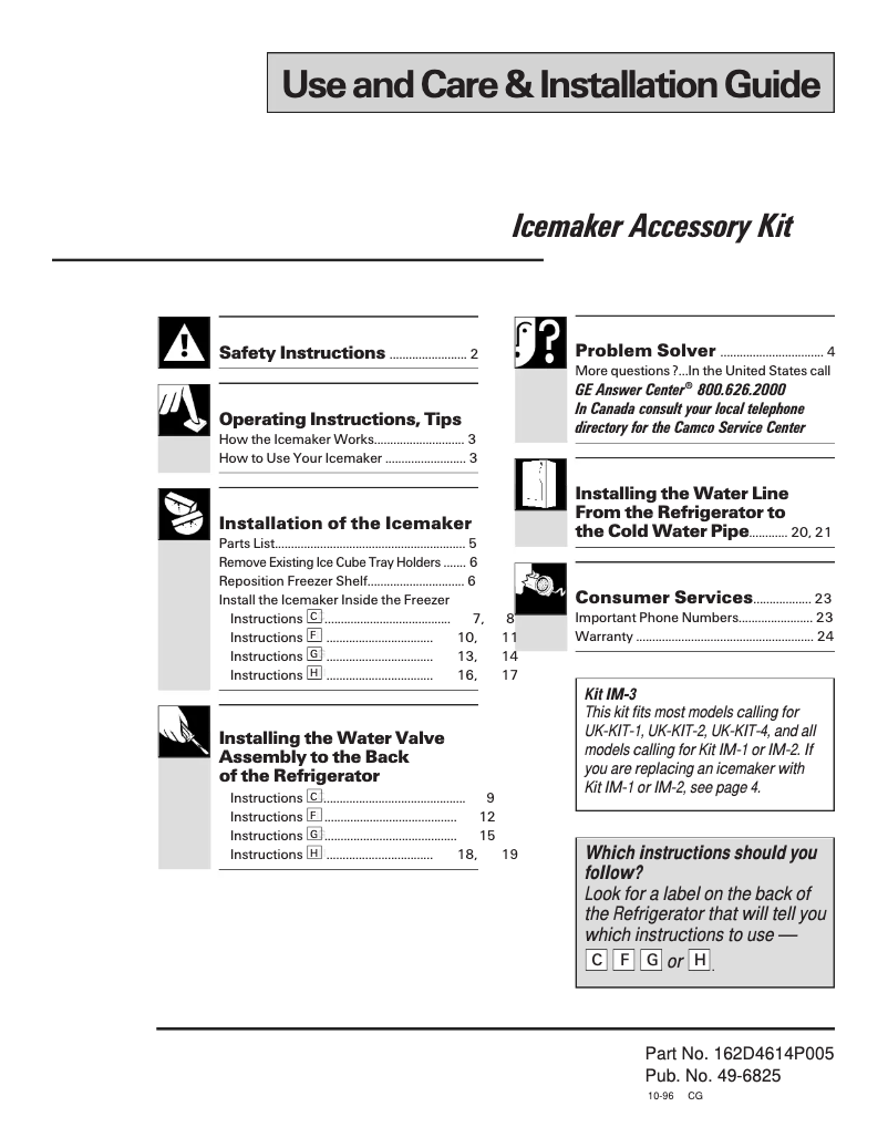 Page n°1 - Manuel d'utilisation et d'entretien GE IM3