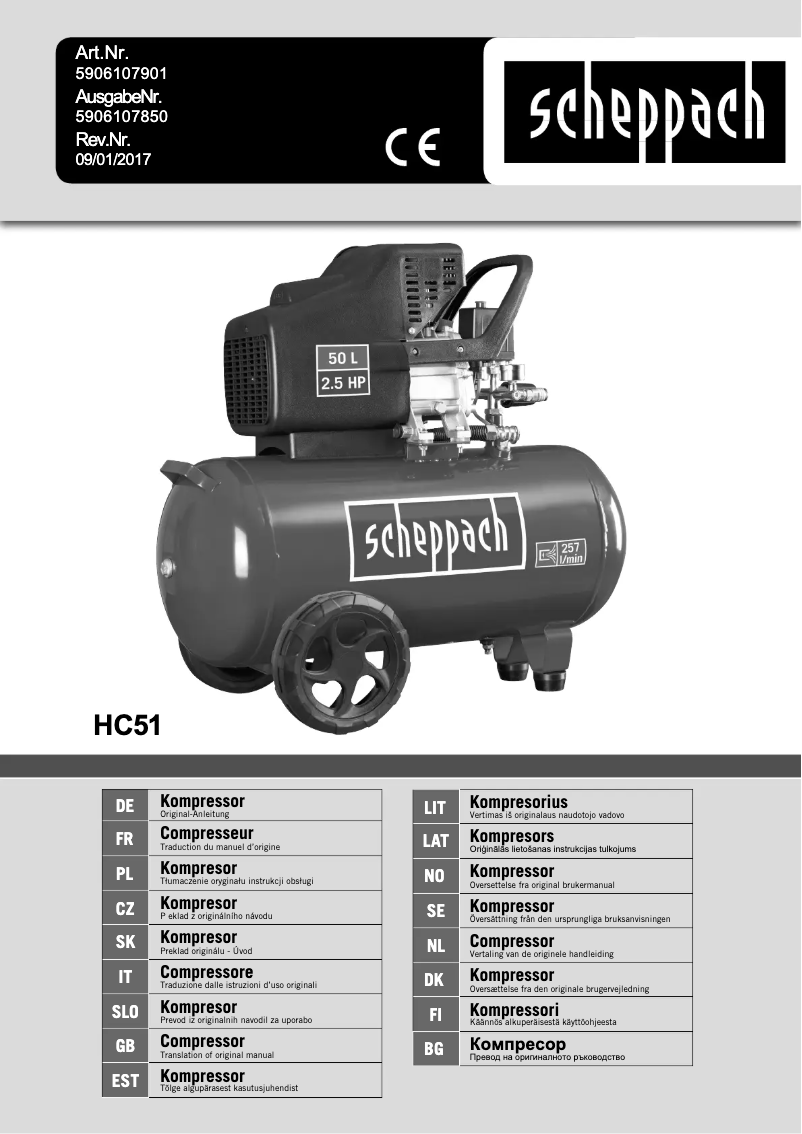 Page 1 de la notice Manuel utilisateur Scheppach HC51SI