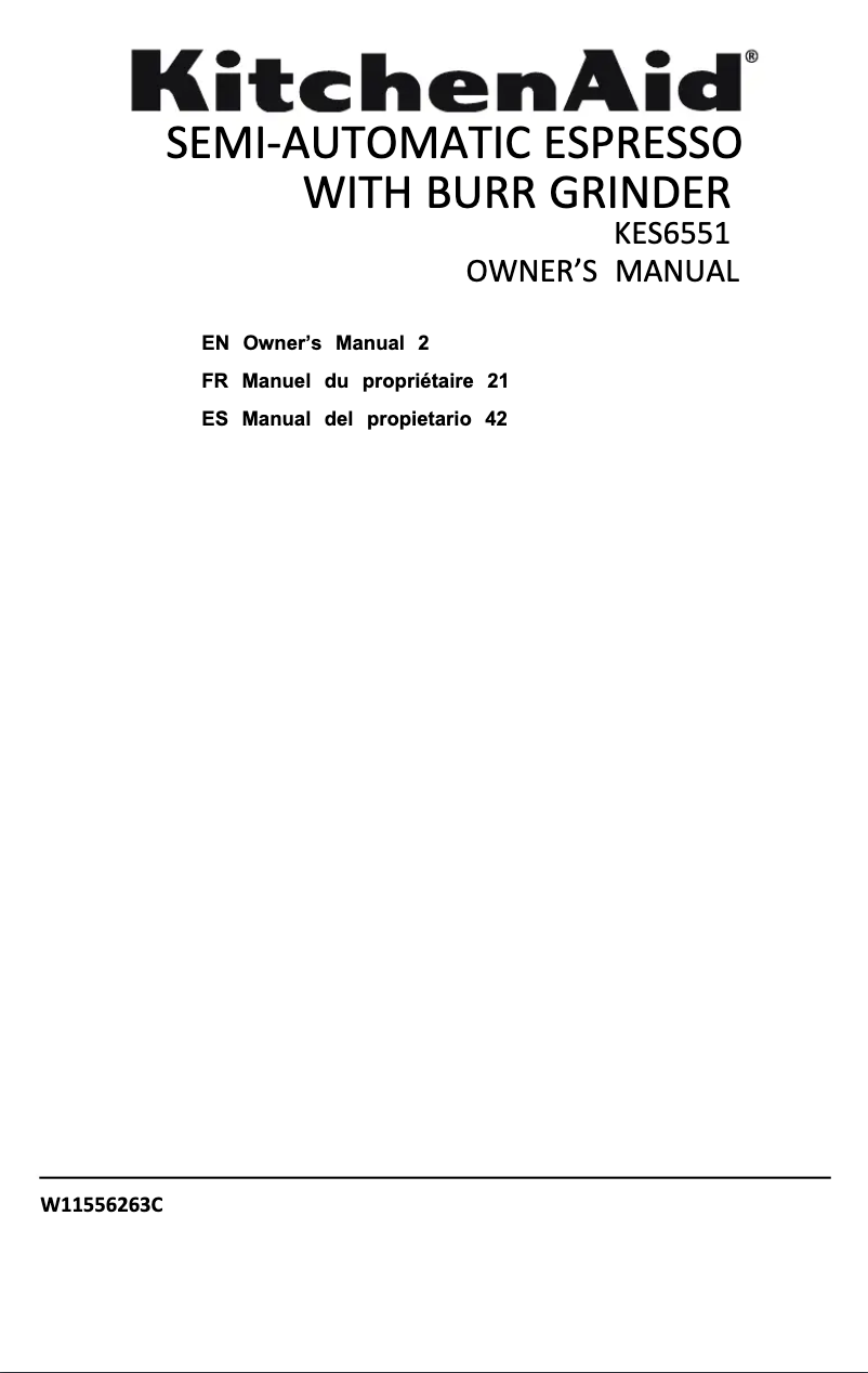 Page 1 de la notice Guide de démarrage rapide KitchenAid KES6551