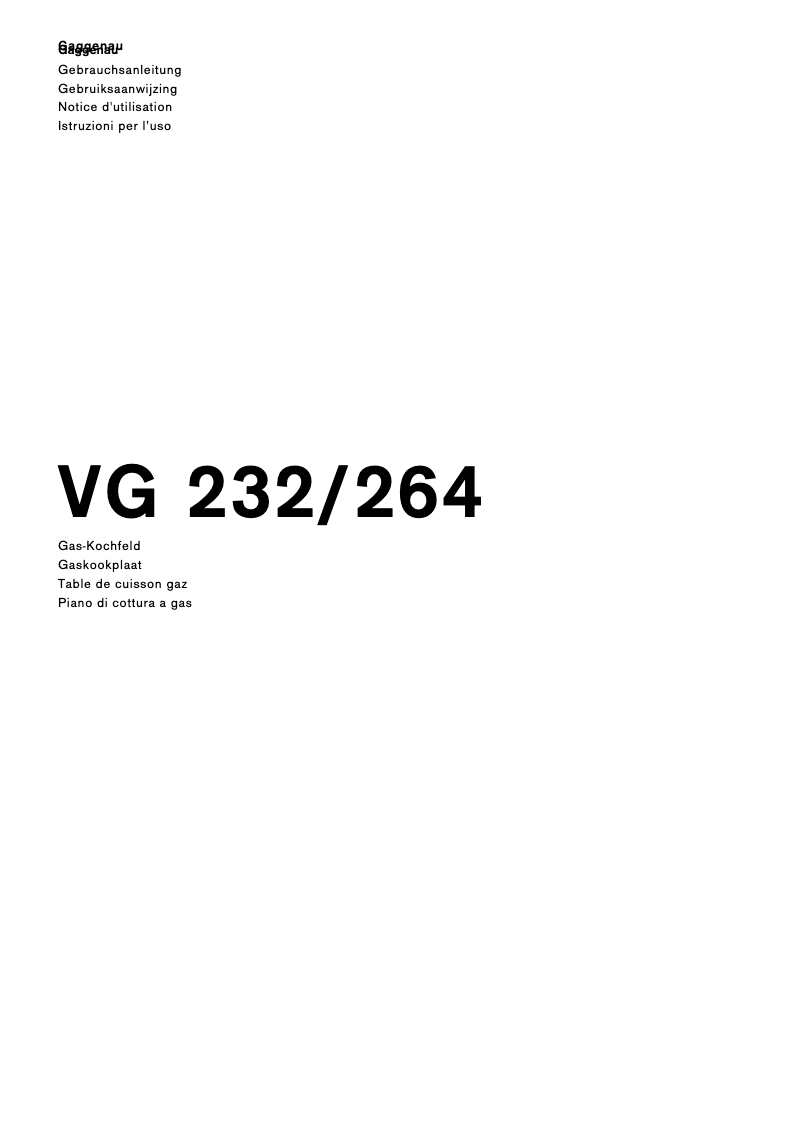 Page n°1 - Manuel utilisateur Gaggenau VG264214