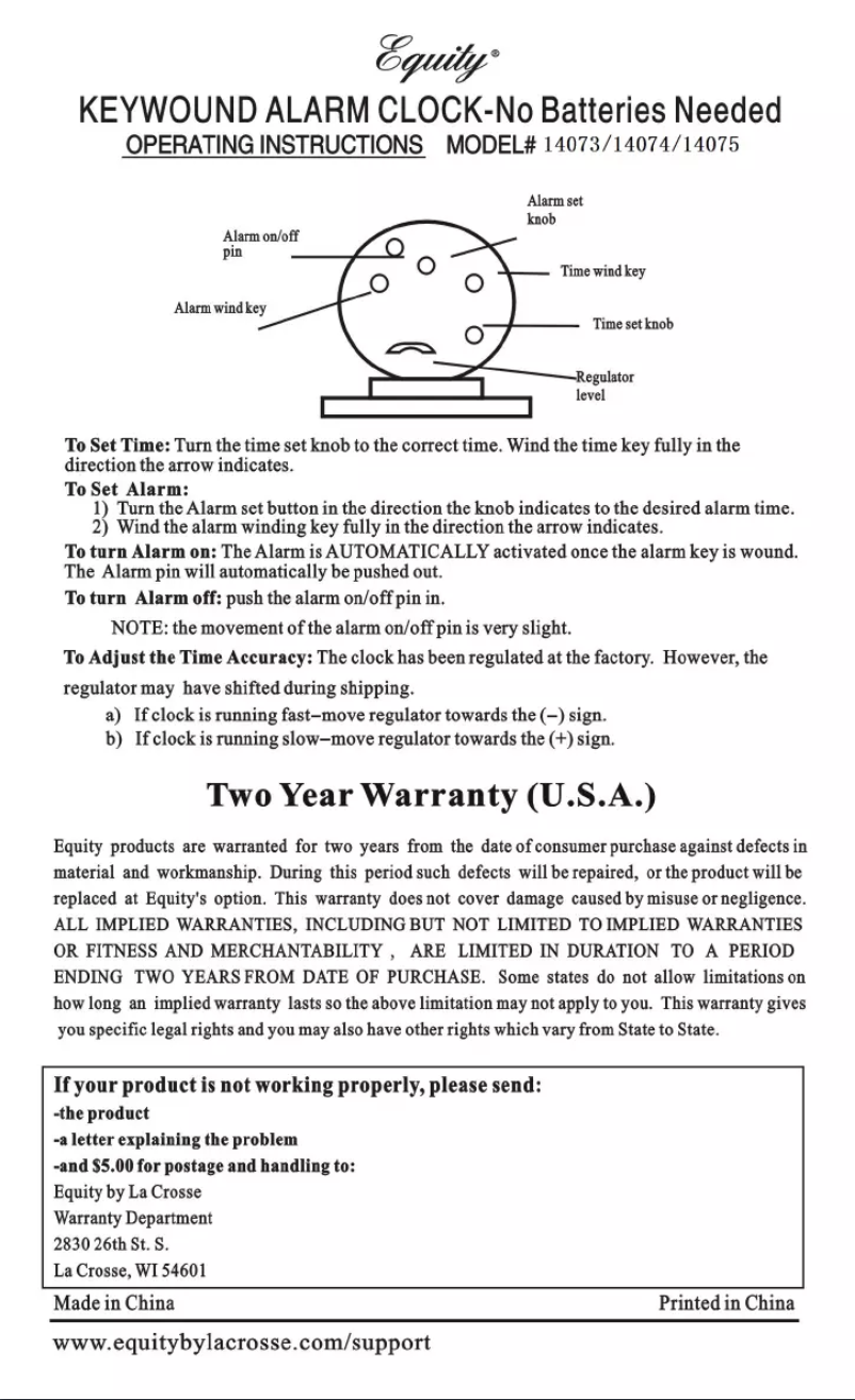Página 1 del manual Manual de usuario Equity 14075
