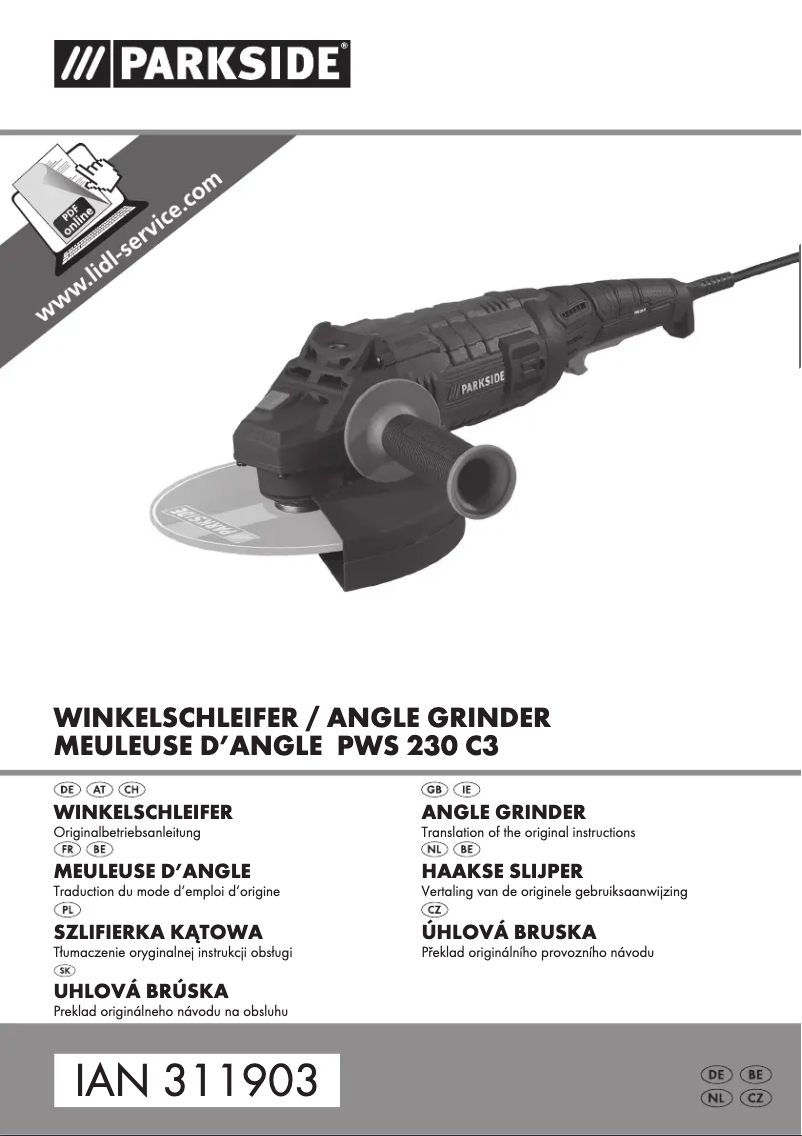 Page 1 de la notice Manuel utilisateur Parkside PWS 230 C3