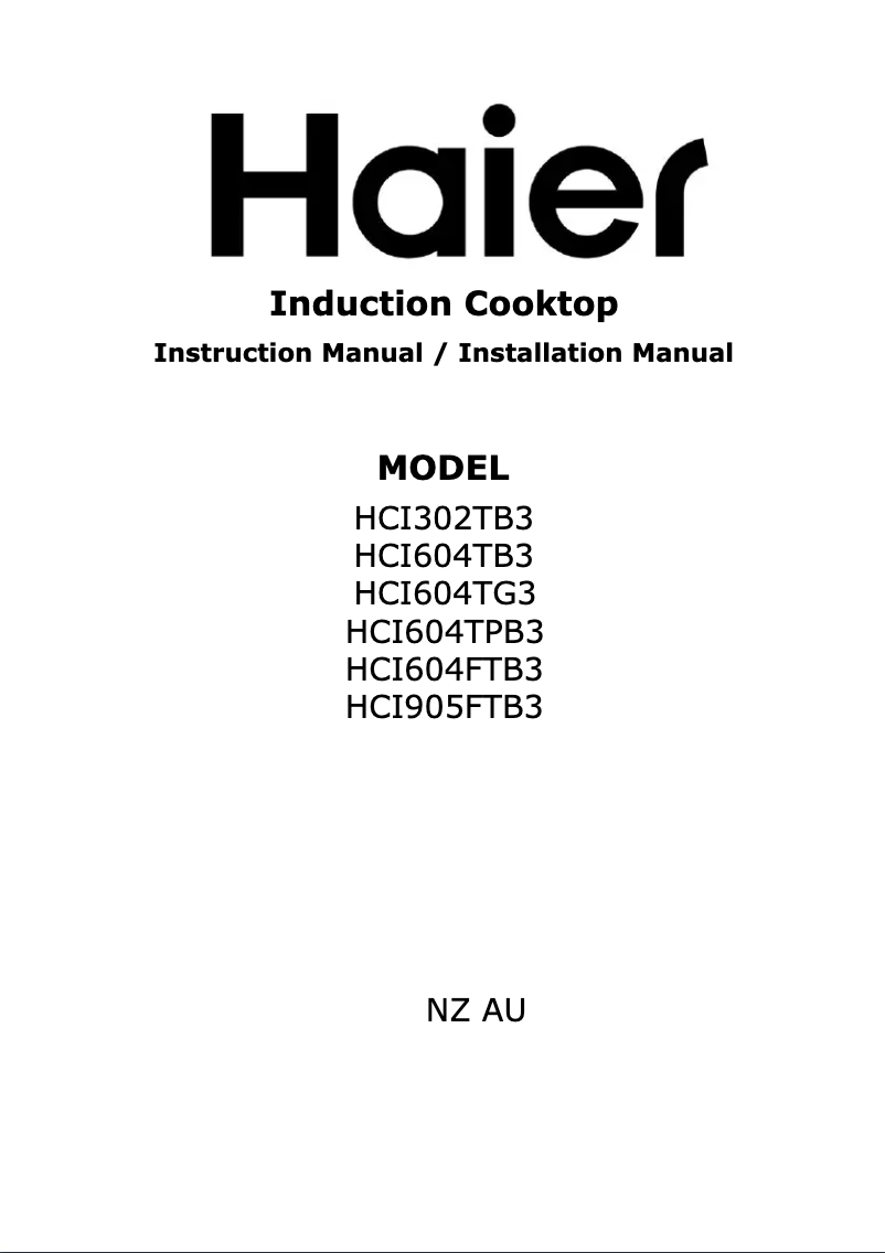 Page 1 de la notice Manuel utilisateur Haier HCI604TPB3