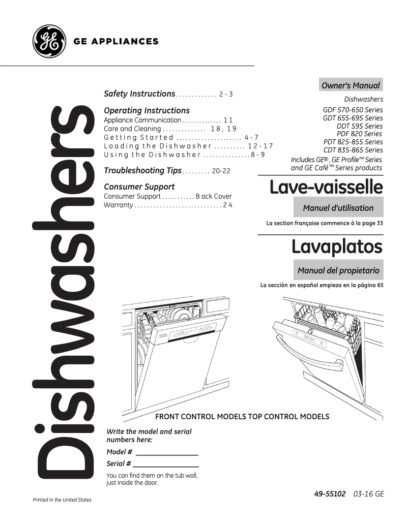 Page 1 de la notice Mode d'emploi GE PDF820SGJBB