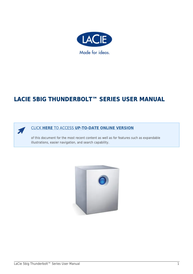 Page n°1 - Manuel utilisateur LaCie 5big Thunderbolt