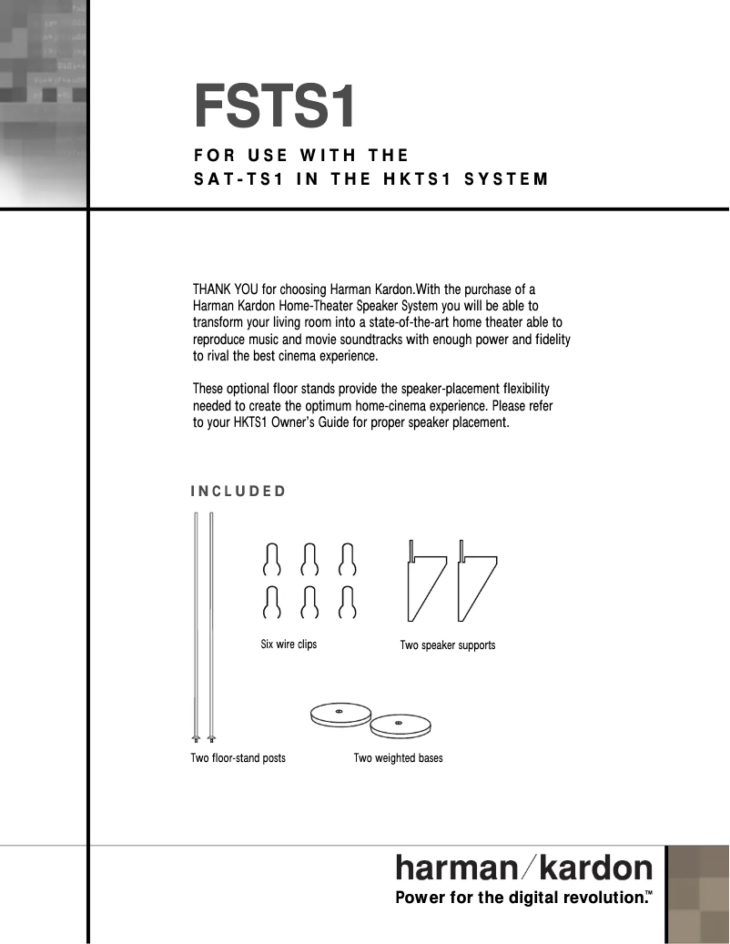Page 1 de la notice Manuel utilisateur Harman Kardon FSTS1