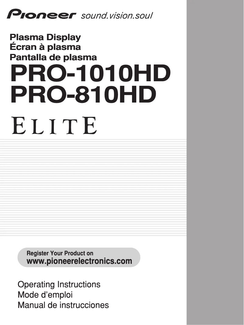Page n°1 - Manuel utilisateur Pioneer PRO-810HD