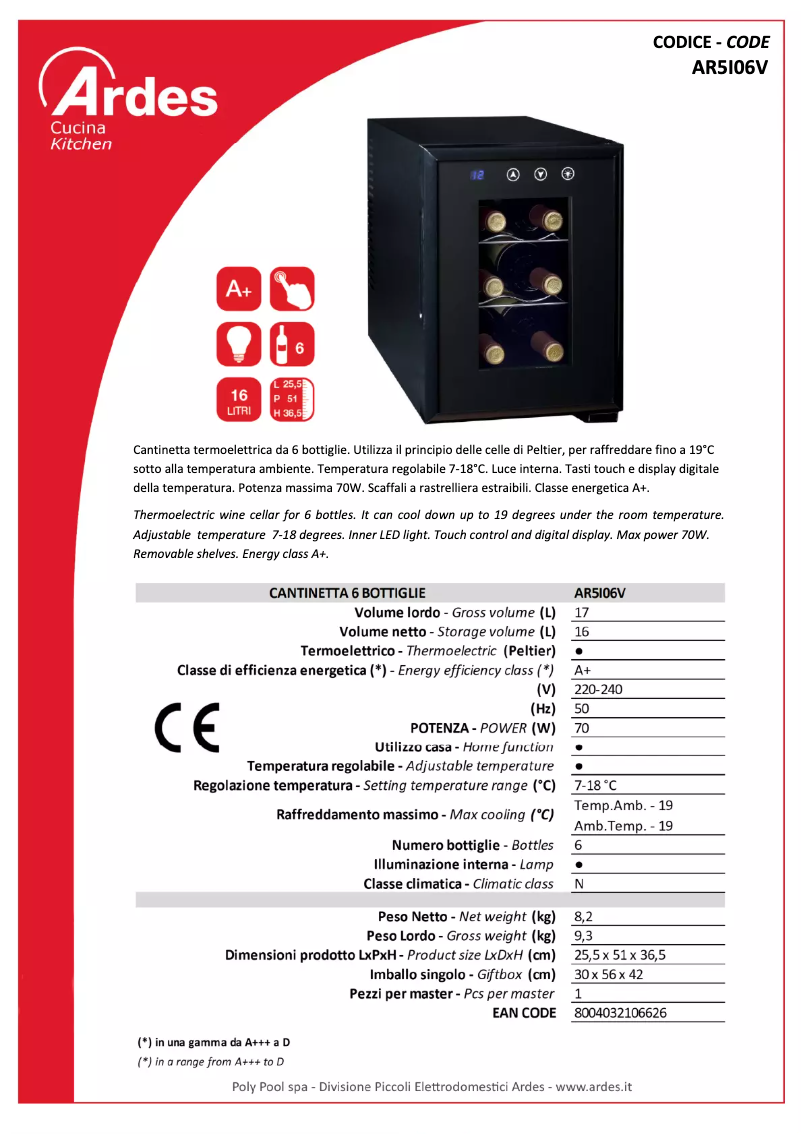 Image de la première page du manuel de l'appareil AR5I06V