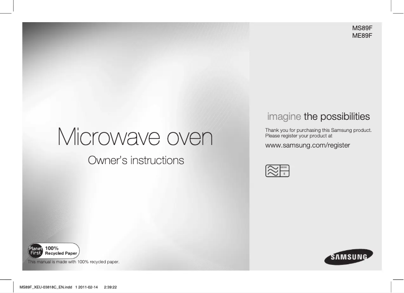 Page 1 de la notice Manuel utilisateur Samsung ME89F-1B