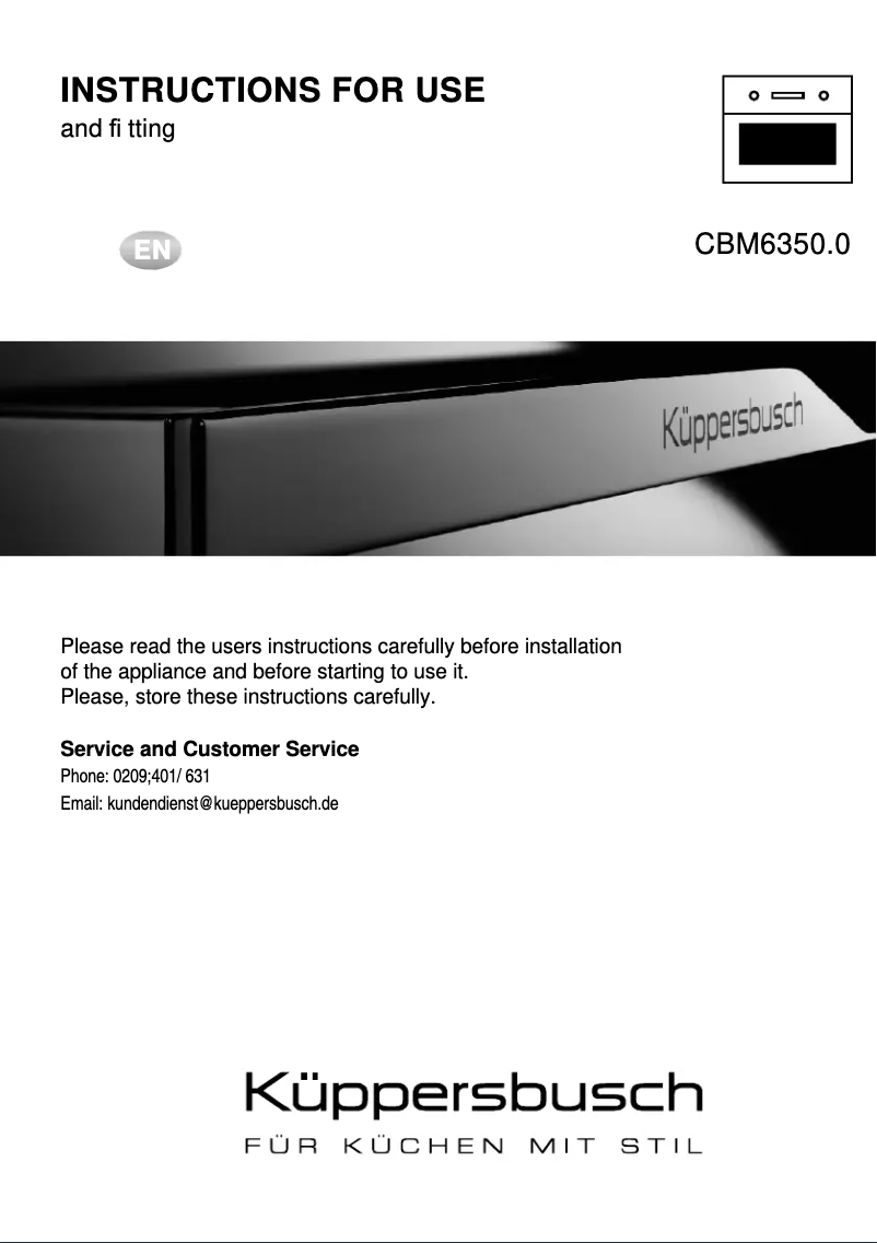 Page n°1 - Manuel utilisateur Küppersbusch CBM6350.0GPH6
