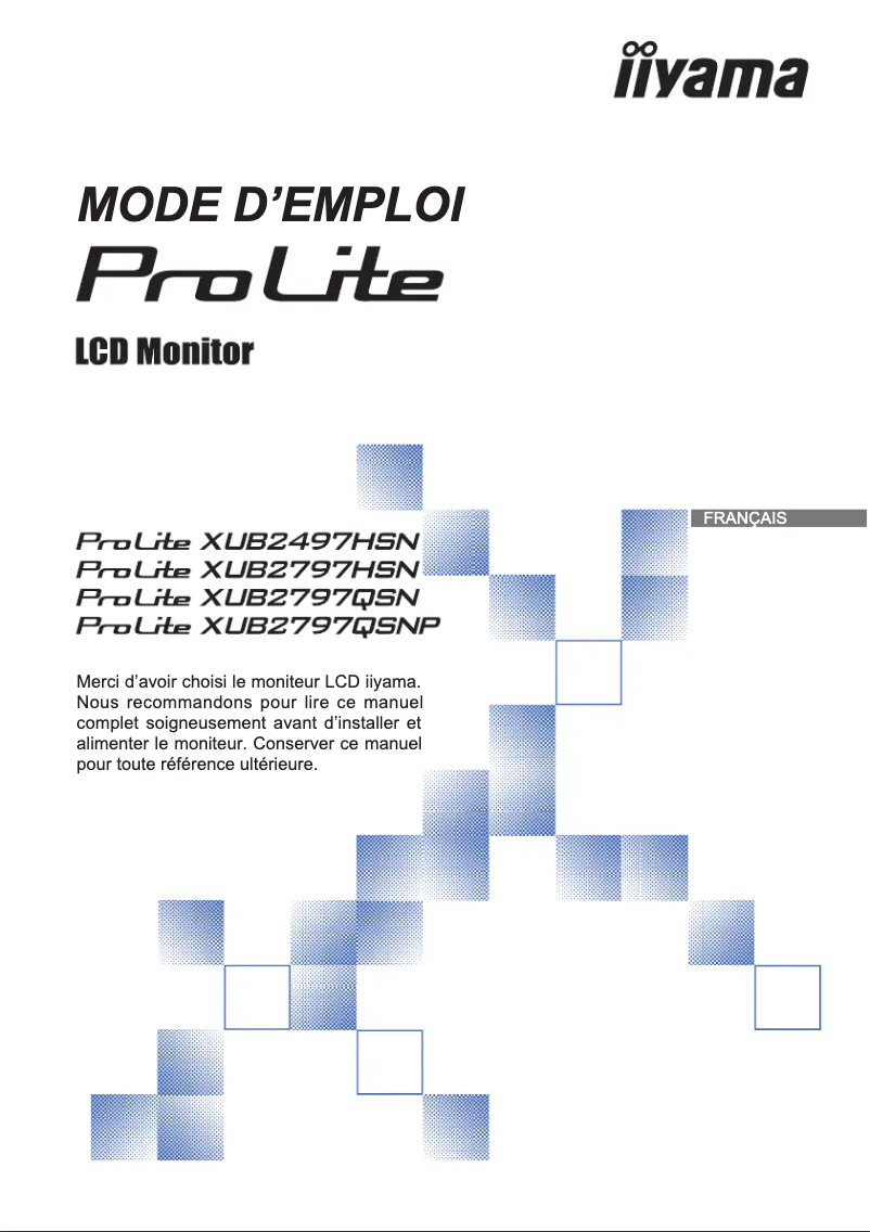 Page 1 de la notice Manuel utilisateur Iiyama ProLite XUB2797QSN