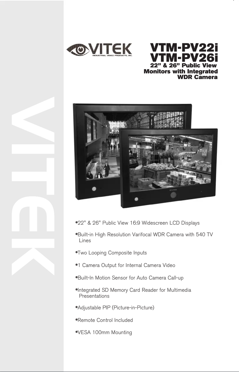 Page 1 de la notice Manuel utilisateur Vitek VTM-PV22i